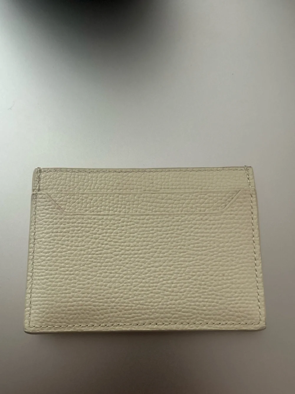 Loewe Cream Leather Cardholder with Silver Anagram